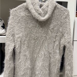 Express Fuzzy Cream Cowl Neck Sweater